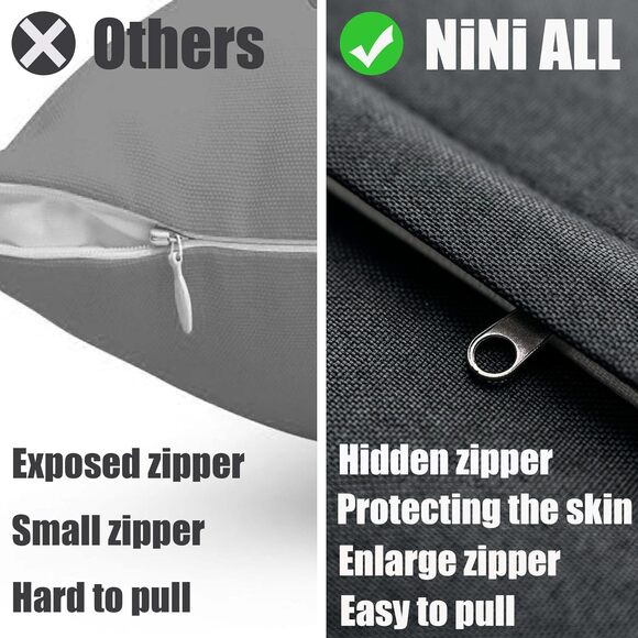 ALL Outdoor Waterproof Throw Pillow Covers Set of 2  for Couch 22x22 inch Black - Picture 4 of 5